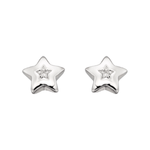 silver star earrings with diamond