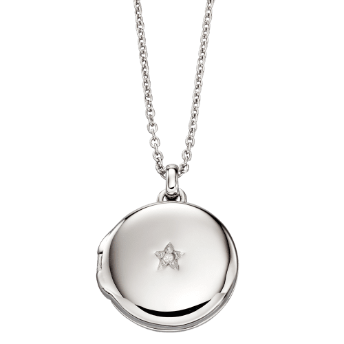 Adriana Silver Locket with a Star Diamond on the Front