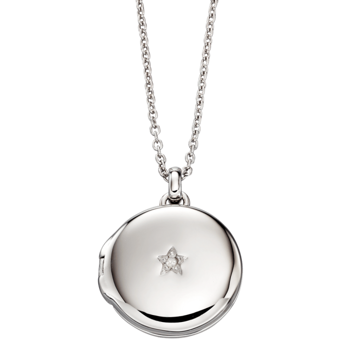 Adriana Silver Locket with a Star Diamond on the Front