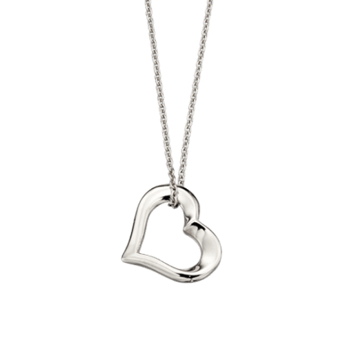 open heart silver necklace