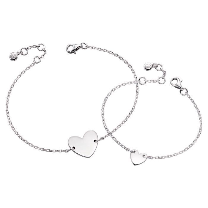 silver heart bracelets