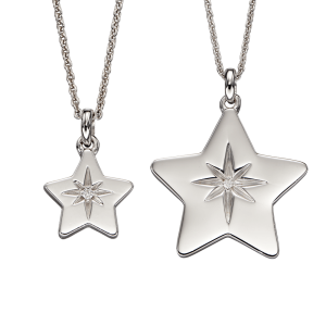 Silver and Diamond North Star Mummy & Me Necklaces