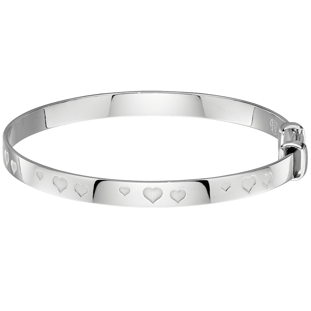Mirai - Silver Heart Pattern Bangle - Little Star Jewellery