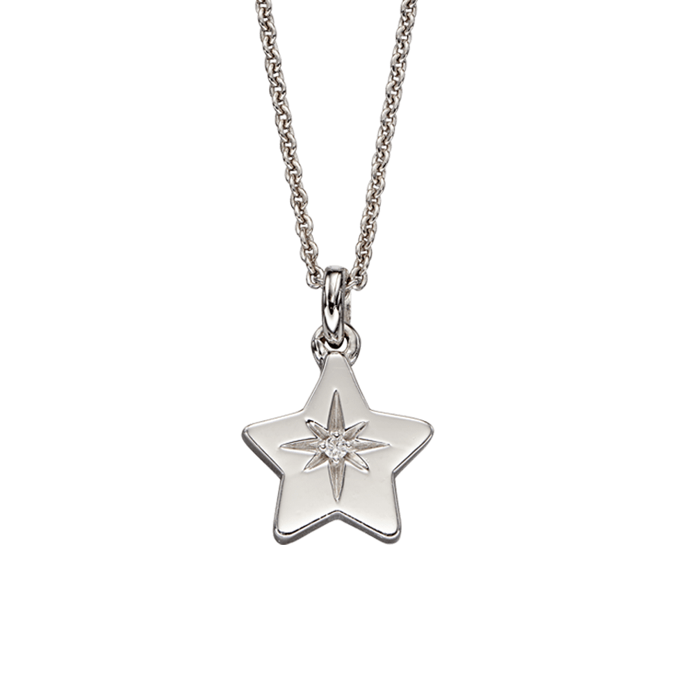 Round-Cut Citrine & White Lab-Created Sapphire North Star Necklace Sterling  Silver 18