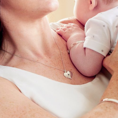 Mummy & Baby wearing Little Star Silver Heart Necklace
