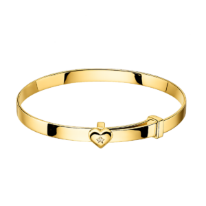 Arabella - Gold Diamond Heart Bangle